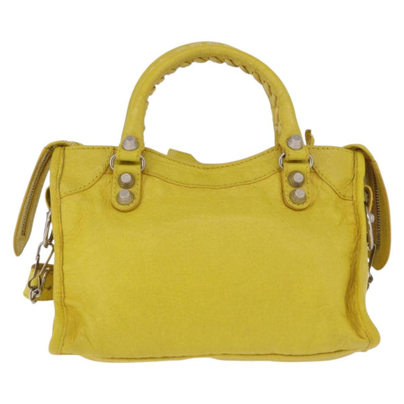 BALENCIAGA Giant Mini City Hand Bag Leather 2way Yellow 309544 Auth 185403M