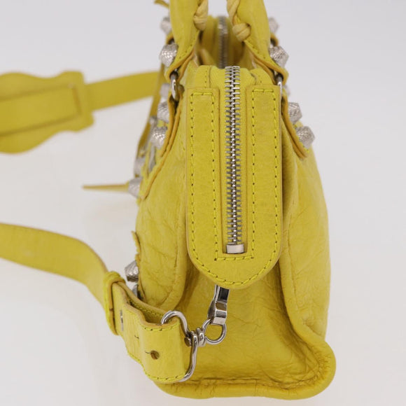 BALENCIAGA Giant Mini City Hand Bag Leather 2way Yellow 309544 Auth 185403M