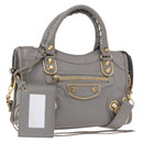 BALENCIAGA Classic Metallic Edge Mini City 2way Gray 390160 Auth 185404SAM-1