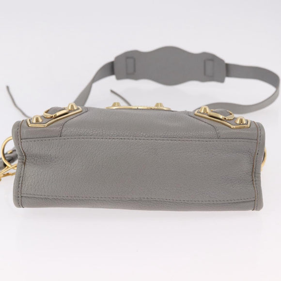 BALENCIAGA Classic Metallic Edge Mini City 2way Gray 390160 Auth 185404SAM