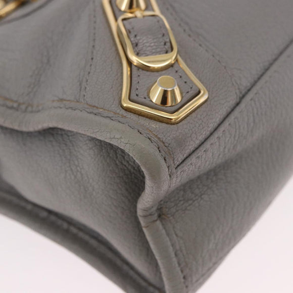 BALENCIAGA Classic Metallic Edge Mini City 2way Gray 390160 Auth 185404SAM