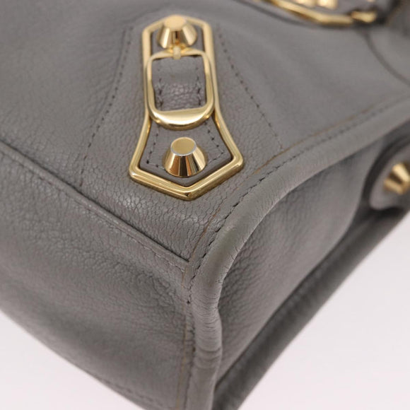 BALENCIAGA Classic Metallic Edge Mini City 2way Gray 390160 Auth 185404SAM