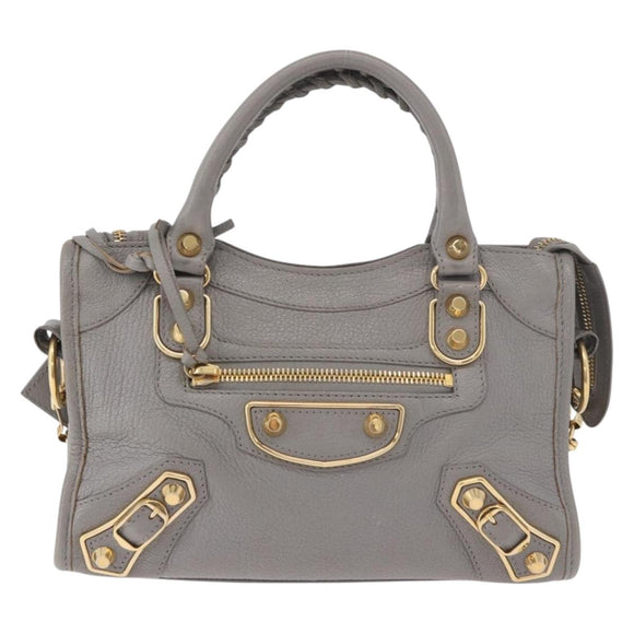 BALENCIAGA Classic Metallic Edge Mini City 2way Gray 390160 Auth 185404SAM