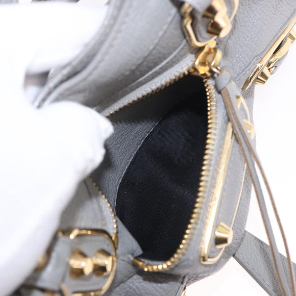 BALENCIAGA Classic Metallic Edge Mini City 2way Gray 390160 Auth 185404SAM