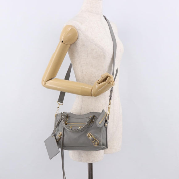 BALENCIAGA Classic Metallic Edge Mini City 2way Gray 390160 Auth 185404SAM