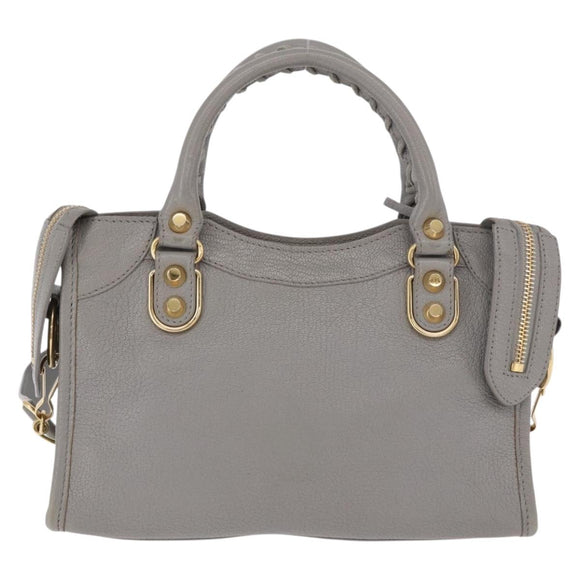 BALENCIAGA Classic Metallic Edge Mini City 2way Gray 390160 Auth 185404SAM