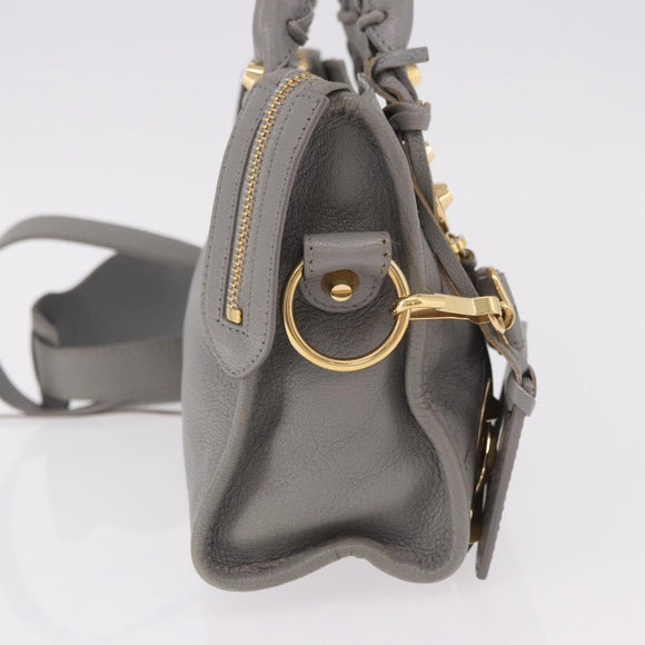 BALENCIAGA Classic Metallic Edge Mini City 2way Gray 390160 Auth 185404SAM