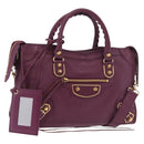 BALENCIAGA Classic Metallic Edge City S 2way Purple 432831 Auth 185405SAM-1