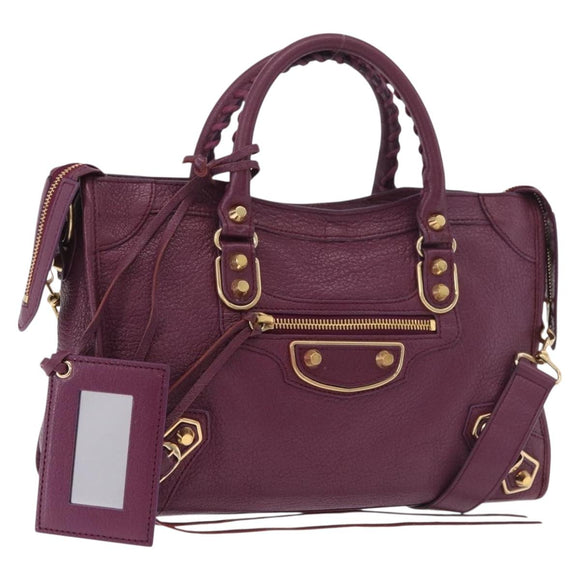 BALENCIAGA Classic Metallic Edge City S 2way Purple 432831 Auth 185405SAM
