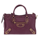 BALENCIAGA Classic Metallic Edge City S 2way Purple 432831 Auth 185405SAM-13