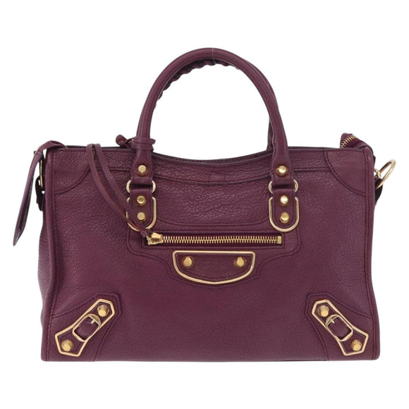 BALENCIAGA Classic Metallic Edge City S 2way Purple 432831 Auth 185405SAM