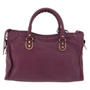 BALENCIAGA Classic Metallic Edge City S 2way Purple 432831 Auth 185405SAM-2