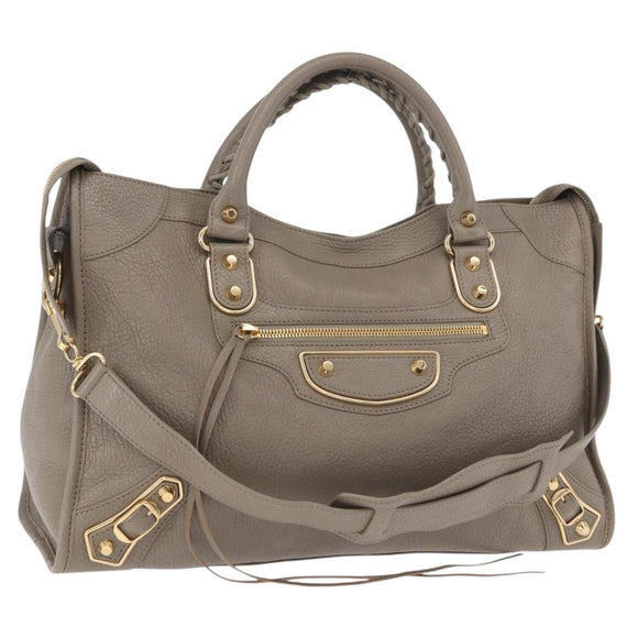 BALENCIAGA Classic Metallic Edge City Bag 2way Beige 390154 Auth 185406SAM