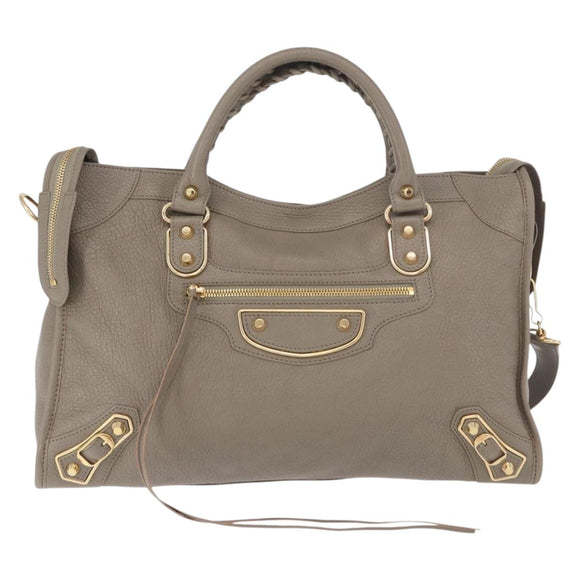 BALENCIAGA Classic Metallic Edge City Bag 2way Beige 390154 Auth 185406SAM