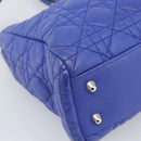 Christian Dior Canage Lady Dior Hand Bag Lamb Skin 2way Blue Silver Auth 185409V-13