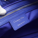 Christian Dior Canage Lady Dior Hand Bag Lamb Skin 2way Blue Silver Auth 185409V-15
