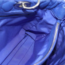 Christian Dior Canage Lady Dior Hand Bag Lamb Skin 2way Blue Silver Auth 185409V-17