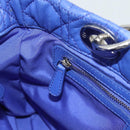 Christian Dior Canage Lady Dior Hand Bag Lamb Skin 2way Blue Silver Auth 185409V-19
