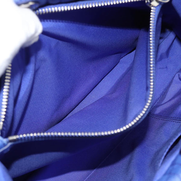Christian Dior Canage Lady Dior Hand Bag Lamb Skin 2way Blue Silver Auth 185409V