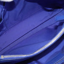 Christian Dior Canage Lady Dior Hand Bag Lamb Skin 2way Blue Silver Auth 185409V-23