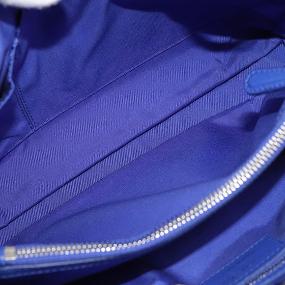 Christian Dior Canage Lady Dior Hand Bag Lamb Skin 2way Blue Silver Auth 185409V