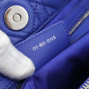 Christian Dior Canage Lady Dior Hand Bag Lamb Skin 2way Blue Silver Auth 185409V-24