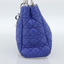 Christian Dior Canage Lady Dior Hand Bag Lamb Skin 2way Blue Silver Auth 185409V-5