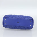 Christian Dior Canage Lady Dior Hand Bag Lamb Skin 2way Blue Silver Auth 185409V-9