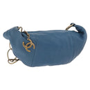 CHANEL Chain Shoulder Bag Lamb Skin Blue Gold CC Auth 185410SAM-1
