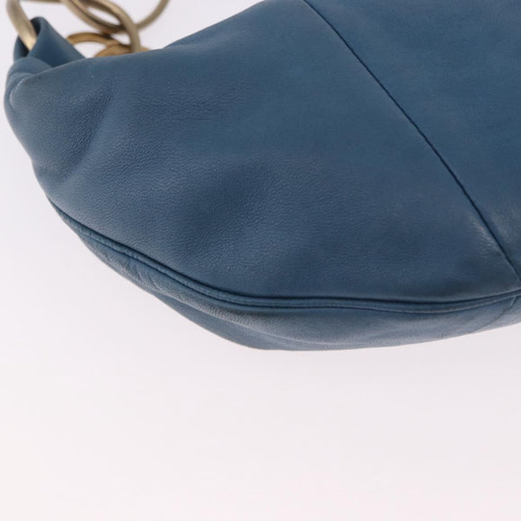 CHANEL Chain Shoulder Bag Lamb Skin Blue Gold CC Auth 185410SAM