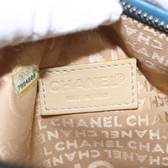 CHANEL Chain Shoulder Bag Lamb Skin Blue Gold CC Auth 185410SAM