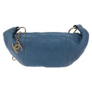 CHANEL Chain Shoulder Bag Lamb Skin Blue Gold CC Auth 185410SAM-2