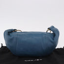 CHANEL Chain Shoulder Bag Lamb Skin Blue Gold CC Auth 185410SAM-21
