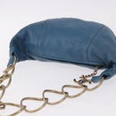 CHANEL Chain Shoulder Bag Lamb Skin Blue Gold CC Auth 185410SAM-6