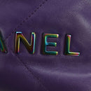CHANEL Chanel 22 Mini Matelasse Chain Bag Calf Skin 2way Purple CC Auth 185411SM-18