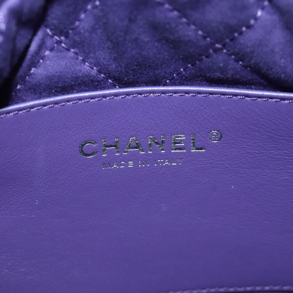 CHANEL Chanel 22 Mini Matelasse Chain Bag Calf Skin 2way Purple CC Auth 185411SM