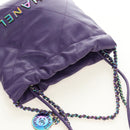 CHANEL Chanel 22 Mini Matelasse Chain Bag Calf Skin 2way Purple CC Auth 185411SM-6