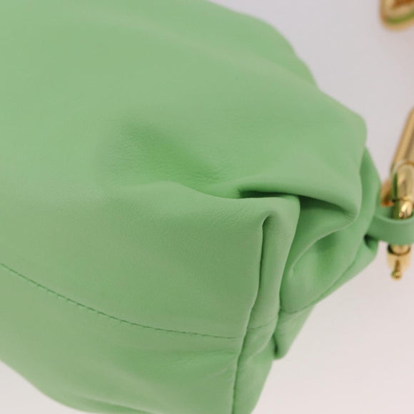 BOTTEGA VENETA The Chain Pouch Shoulder Bag Leather Green Gold Auth 185412SAM