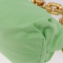 BOTTEGA VENETA The Chain Pouch Shoulder Bag Leather Green Gold Auth 185412SAM-16