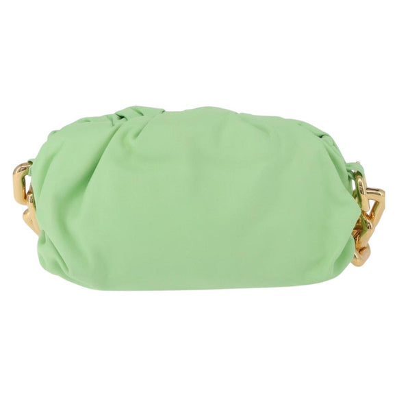 BOTTEGA VENETA The Chain Pouch Shoulder Bag Leather Green Gold Auth 185412SAM