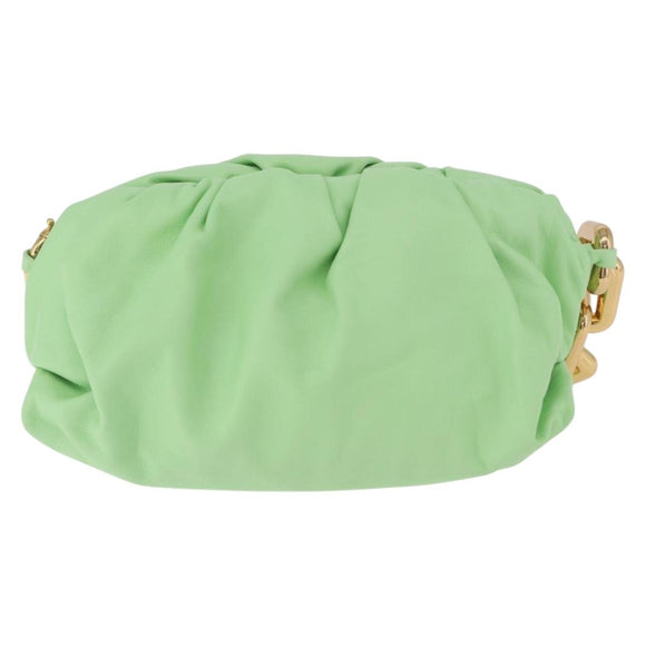 BOTTEGA VENETA The Chain Pouch Shoulder Bag Leather Green Gold Auth 185412SAM