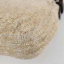 FENDI Mamma Baguette Shoulder Bag Beads Ivory Silver Auth 185413V-12