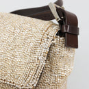 FENDI Mamma Baguette Shoulder Bag Beads Ivory Silver Auth 185413V-14