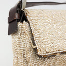 FENDI Mamma Baguette Shoulder Bag Beads Ivory Silver Auth 185413V-16