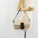 FENDI Mamma Baguette Shoulder Bag Beads Ivory Silver Auth 185413V-29