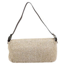 FENDI Mamma Baguette Shoulder Bag Beads Ivory Silver Auth 185413V-3