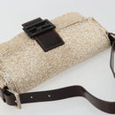 FENDI Mamma Baguette Shoulder Bag Beads Ivory Silver Auth 185413V-6
