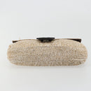 FENDI Mamma Baguette Shoulder Bag Beads Ivory Silver Auth 185413V-9