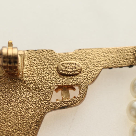 CHANEL Brooch metal Gold Tone CC Auth 185416SM