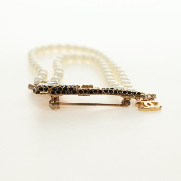 CHANEL Brooch metal Gold Tone CC Auth 185416SM
